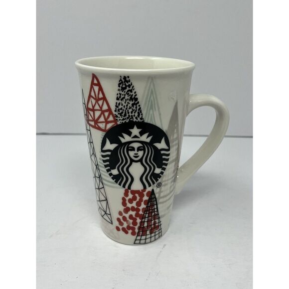 STARBUCKS TALL, HOLIDAY, ARTISTIC PINE TREE DESIGN MUG,‎ 16 oz. CUP - Picture 1 of 5